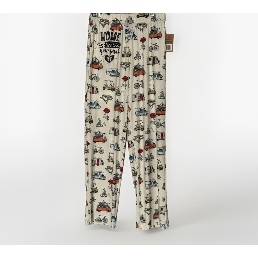 Brief Insanity Home Is Where We Park‎ Lounge Pants Large NWT Camping RV Novelty